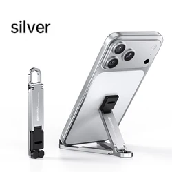 Universal Aluminum Foldable Keychain Phone Stand - Lightweight, Portable, and Durable (Silver)