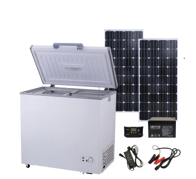 Solar Deep Freezer Refrigerator Ice Cream with DC Panel Power System Top Open Chest Home Car Camping
