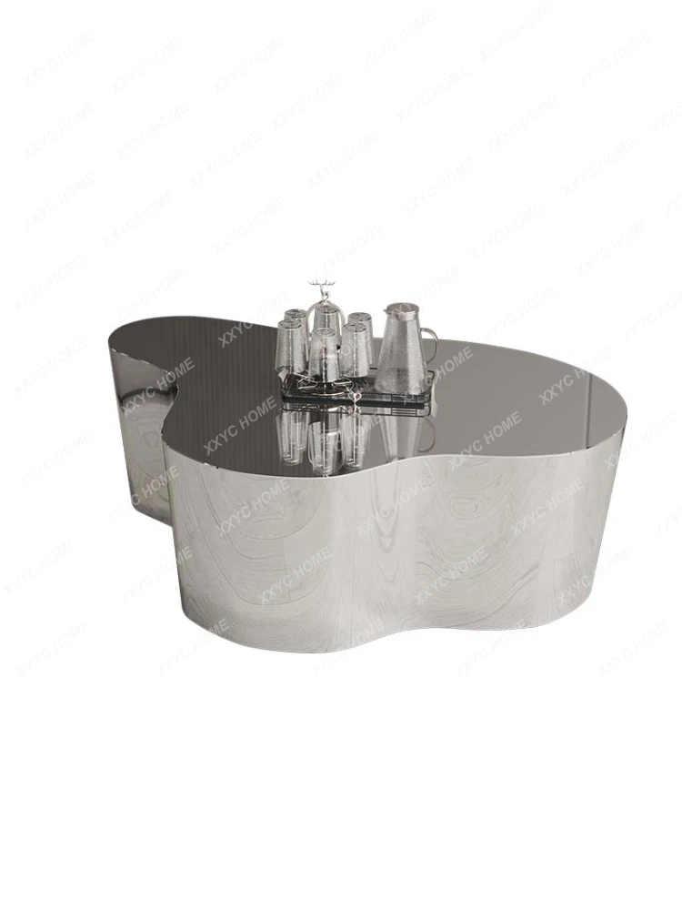 

*Stainless Steel Special-Shaped Coffee Table Irregular Combination Silver Mirror Living Room Tea Table Coffee Table