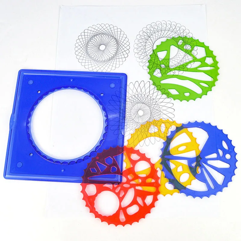 Classic Spiral Gear Wheel Geometric Ruler Drawing Kits DIY Spiral Curve Stencils Painting Template Kids Children Art Crafts Toys