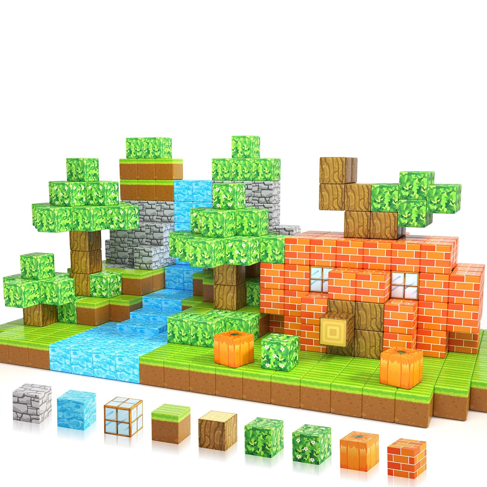 Magnetic Building Cubes Pumpkin Edition Kids Games magnetic building blocks magnetic assembly toy For Boys Girls 3+ Years Old Magnetic Stem Construction Toys