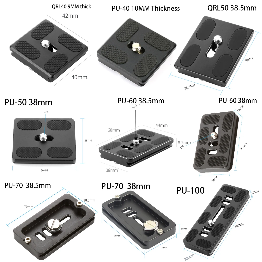 Description Picture 2 of itemTripod Monopods PU40 50 60 70 Quick Release Plate for Arca Swiss Tripod Ball Head 1/4 Screw DSLR Camera Photo Studio Accessories
