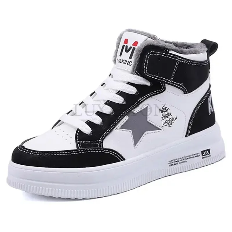 

Brand 2022 Winter Shoes for Women Sneakers Plus Velvet Warm Flat High-top Sneakers Casaul Lace-up Chunky Sneakers Woman Shoes