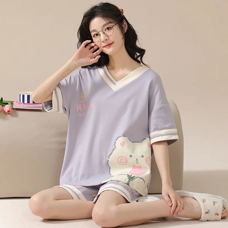 Summer Nightwear Girls Sleepwear Young Women Pajama Sets Pyjamas Femme Suits Loungewear Pijama Mujer Homewear