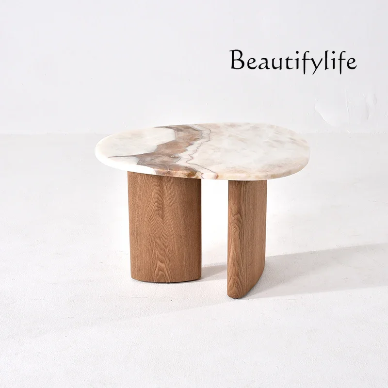 

Natural Marble Coffee Table Home Living Room Sofa Side Table Simple Designer Balcony Tea Table