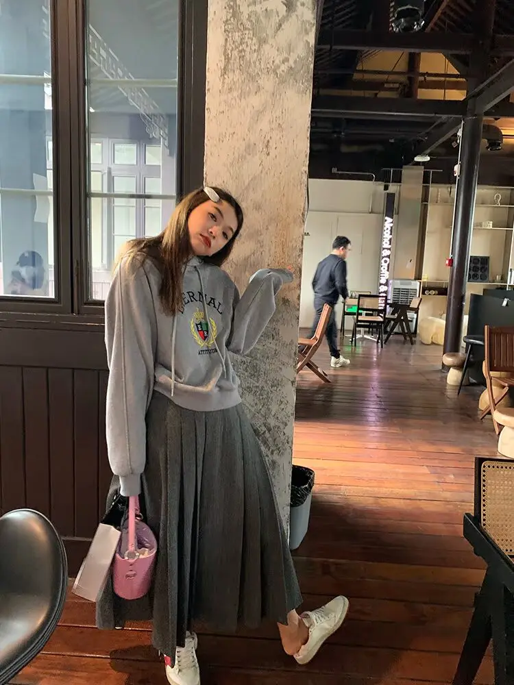 ay A-Line  Skirt Women's 2025 Woolen New Design Sense Gored Skirt Small Size High Waist Commute Korean Sle