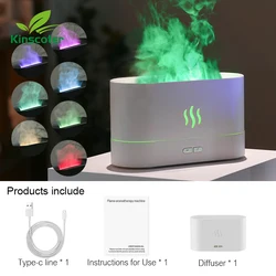 Kinscoter Ultrasonic Cool Mist Aroma Diffuser with LED Flame Lamp (180ml White Pro)
