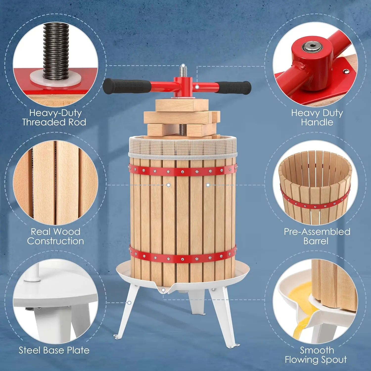 Cider Press, Wine Press, 4.75 Cider Grape Crusher, Apple For