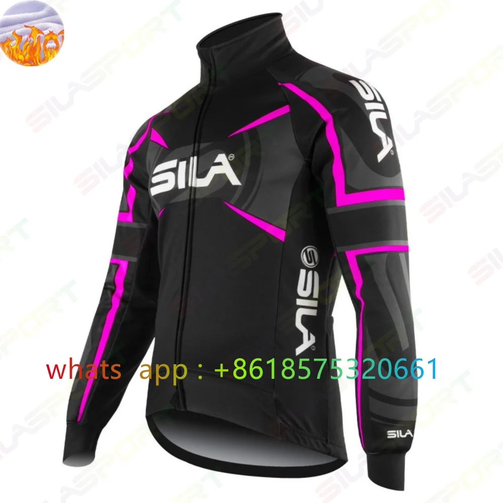 SILASPORT Winter Cycling Jacket Men Thermal Fleece Long Sleeve Race Sweatshirt MTB Cycling Clothing Ropa Ciclismo Bike Warm Coat