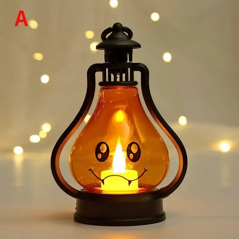 Horror Halloween LED Wind Light Portable Pumpkin Ghost Lantern Bar Desktop Ornament Halloween Decor Props Party Supplies