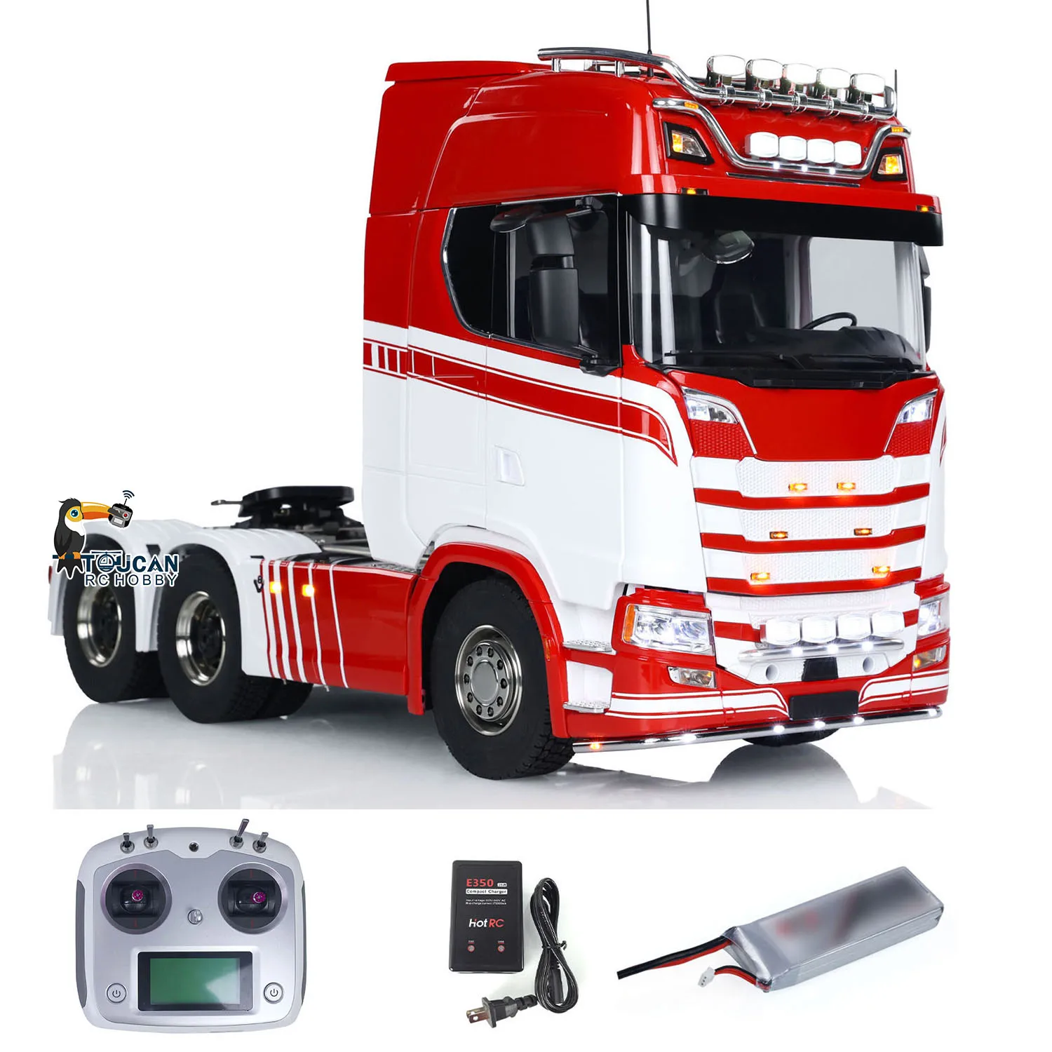 Toys 1/14 770S RC Tractor Truck 6x6 Metal Chassis Light Sound Smoke 3-speed TOUCAN Painted Finished Smoke Controlled Car Vehicle 3