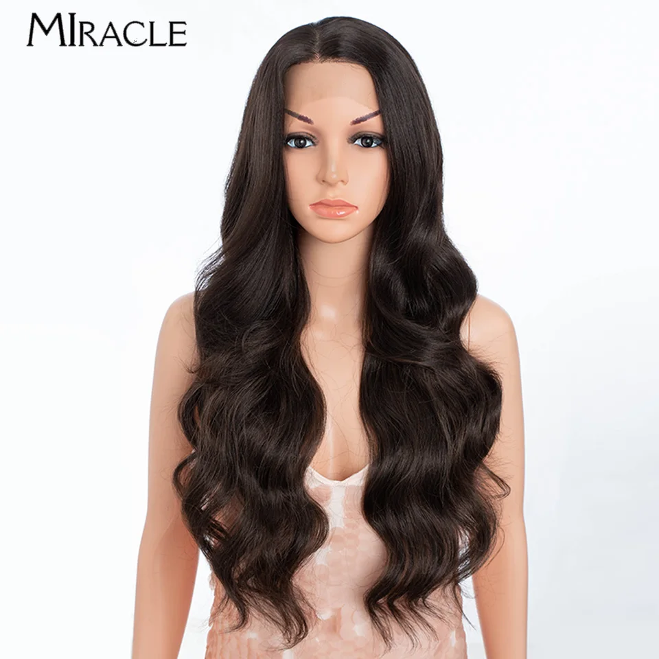 

MIRACLE 13X4 Lace Wig Body Wave Synthetic Lace Front Wigs for Women 30 Inch Wavy Female Wig Heat Resistant Hair Cosplay Wigs