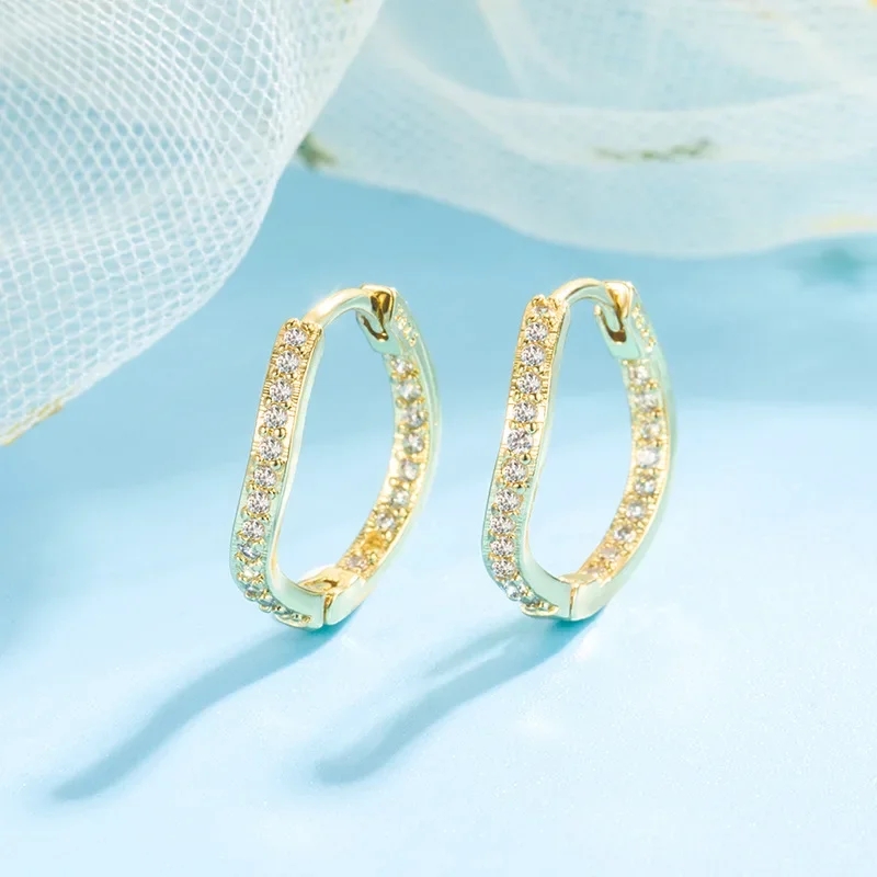 

14K Gold Color Diamond Stud Earring Fine Aros Mujer Oreja Butterfly Irregular Bizuteria Gemstone 14K Gold Wedding Earrings Girls