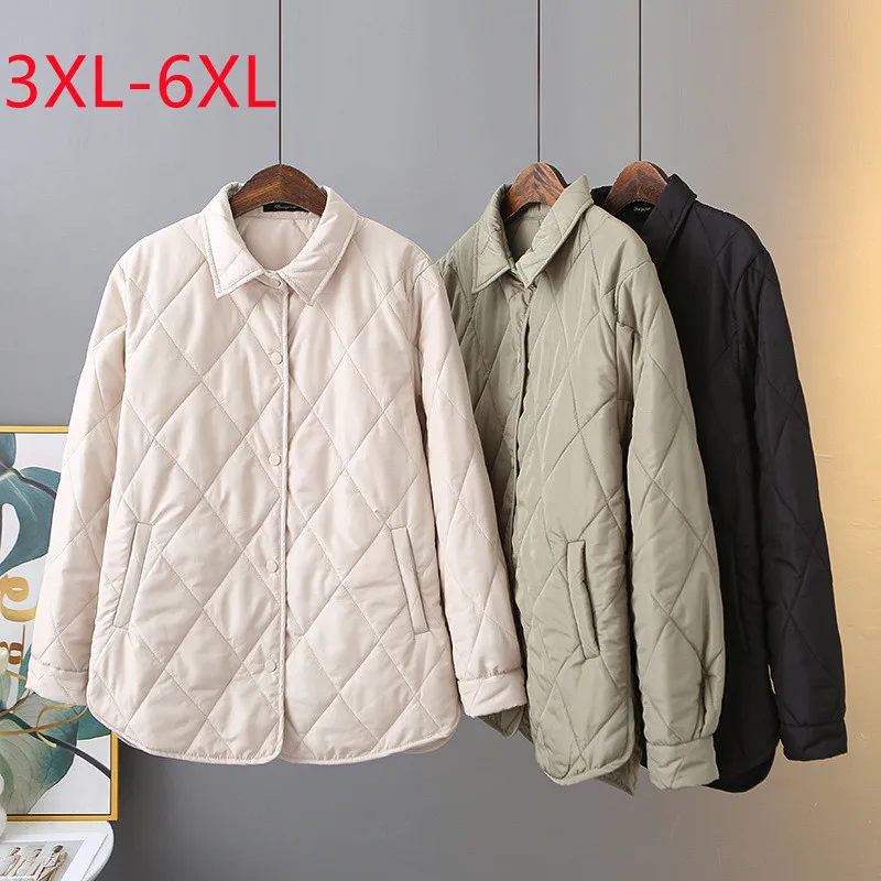 

2023 Новый женский зимний блузка дамский размер длинный рукав O воротник черное пальто с ромбом 3XL 4XL 5XL 6XL