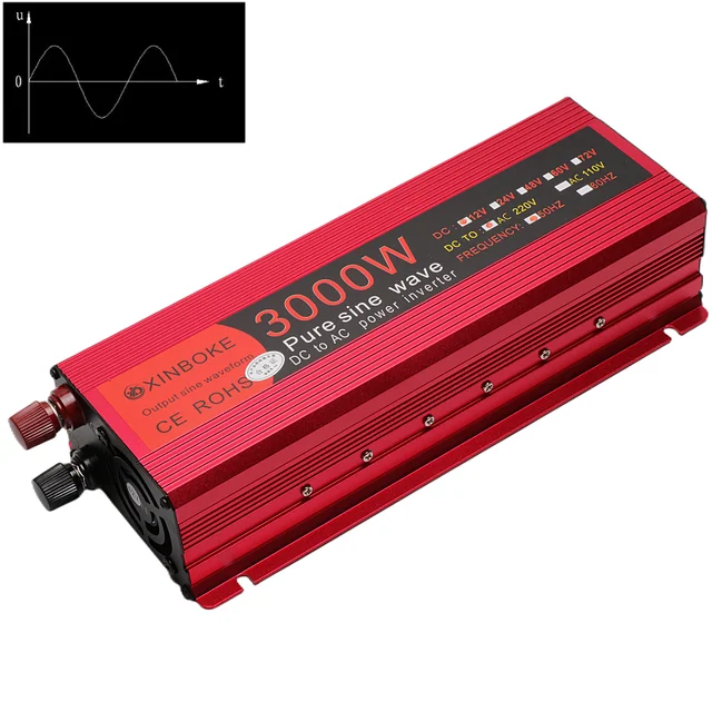 純粋な正弦波インバーター1000ワット2000ワット3000ワット電源dc 12v 24v ac 220v電圧50/60  60hzのコンバータソーラーインバータled dis