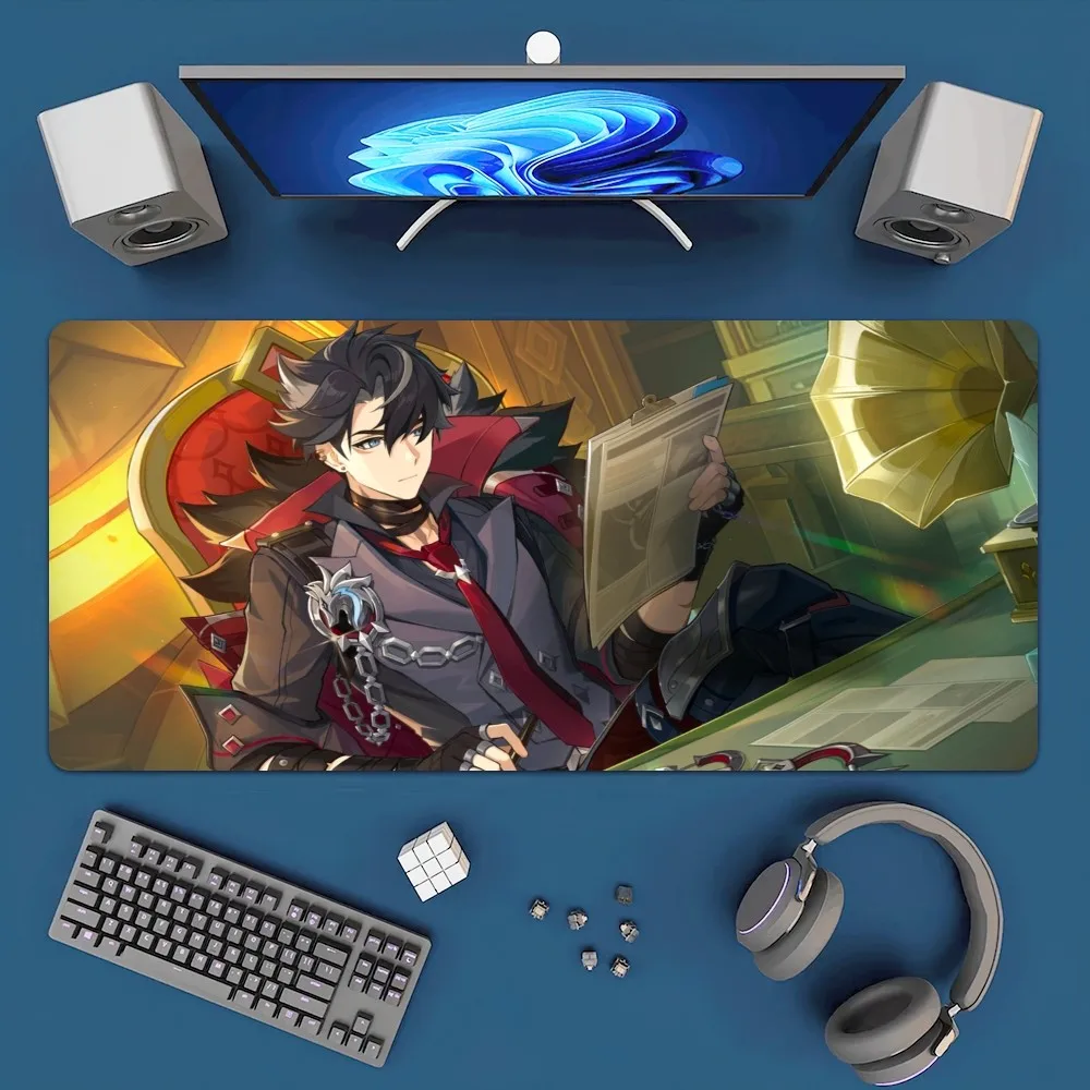 Game Genshin Impact Wriothesley Mousepad Office Large Mouse Mat Keyboard Mats Rubber PC Computer Game Big Anti-slip Mice Mat 6