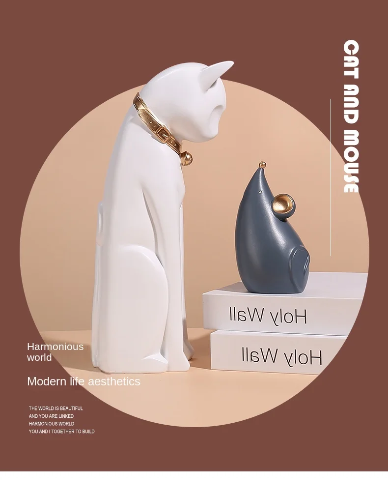Abstract Cat and Mouse Sculpture