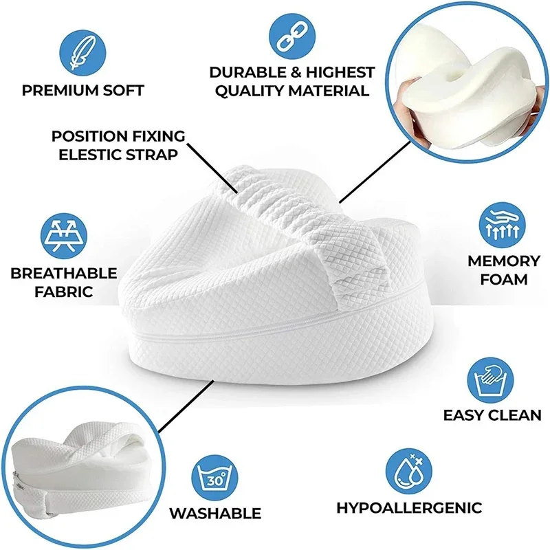 Description Picture 3 of itemMemory Cotton Leg Pillow Sleeping Orthopedic Sciatica Back Hip Body Joint Pain Relief Thigh Leg Pad Cushion Home Memory Foam