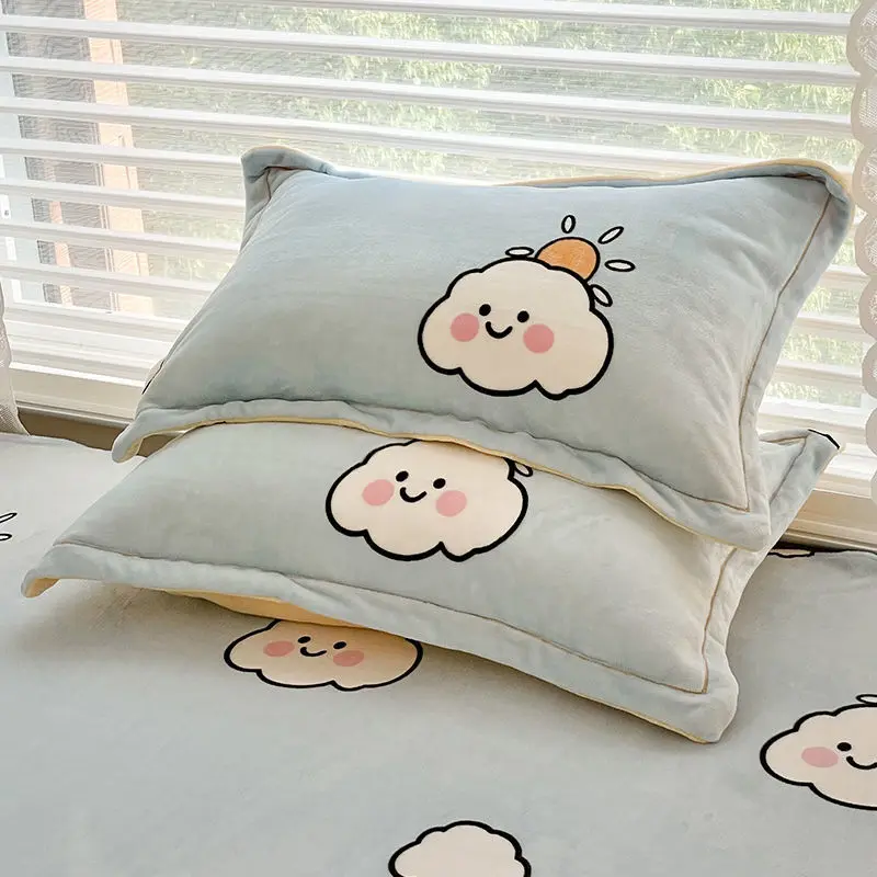 Winter Thicken Milk Velvet Pillowcase Cute Home Bedding Decor Pillowcase Children Soft Comfortable Sleeping Pillow Protect Cover