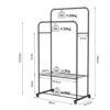 Rolling Clothes Rail Rack Garment Cloth Hanging Rack with 2 Tier Storage Shelves 4