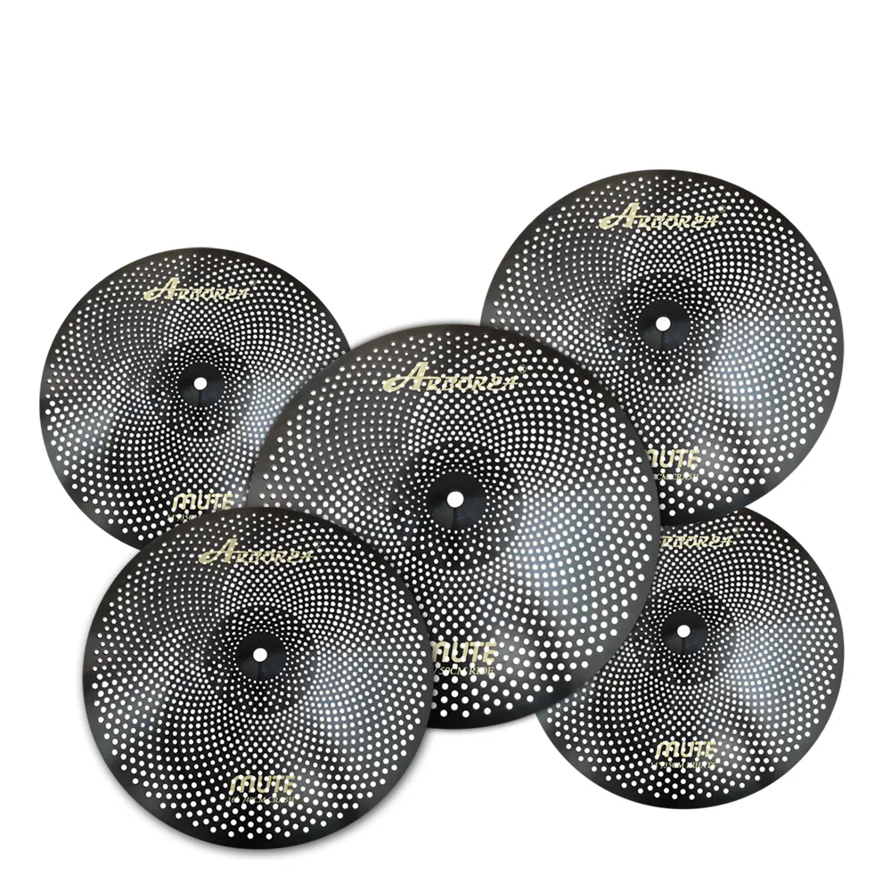 ARBOREA Low Volume Cymbal Sets Mute Cymbals 5 Pieces of 14'' Hihat +16'' Crash +18'' Crash +20'' Ride For Drummer Practice