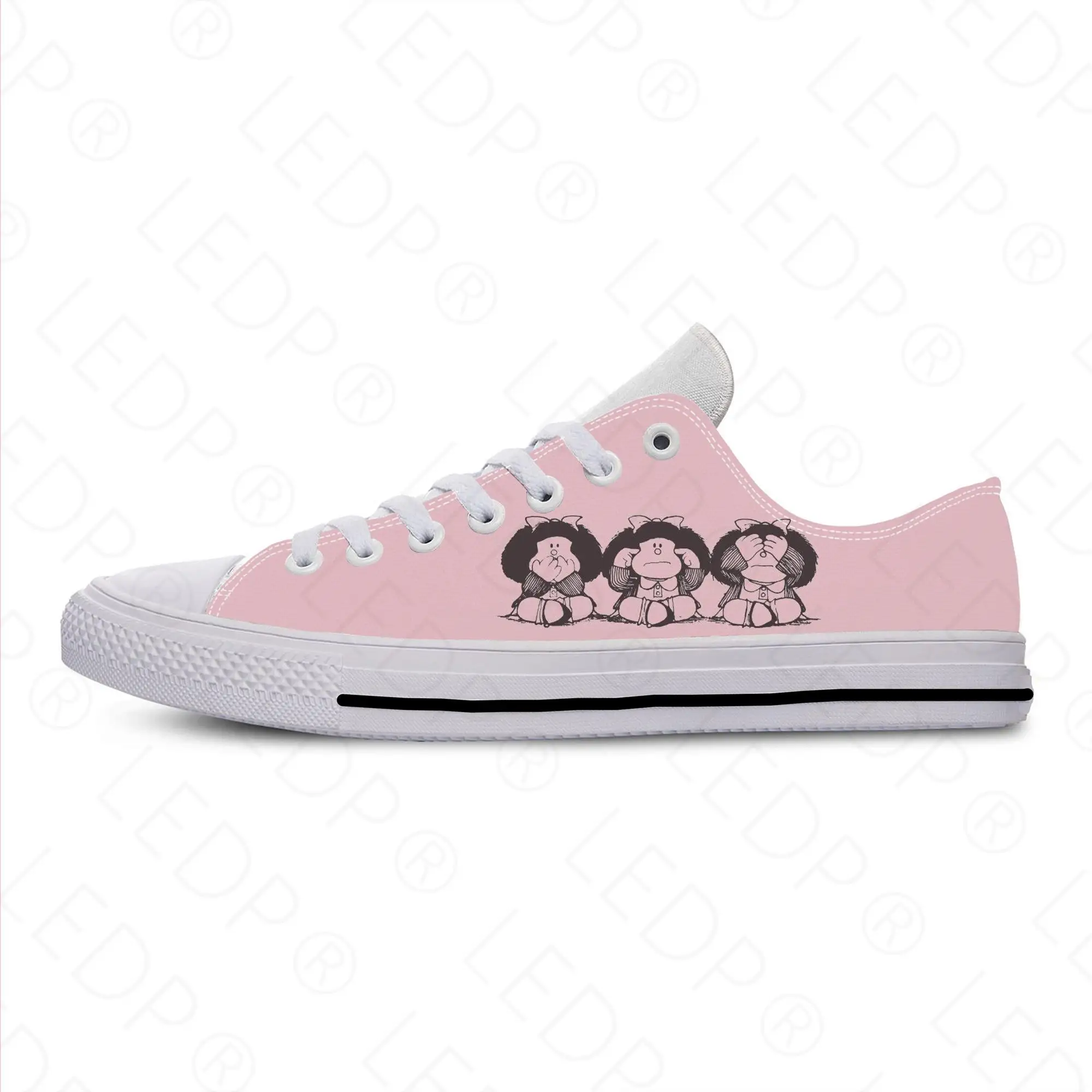 

Hot Anime Cartoon Manga Mafalda Cute Funny Fashion Casual Cloth Shoes Low Top Breathable Lightweight 3D Print Men Women Sneakers