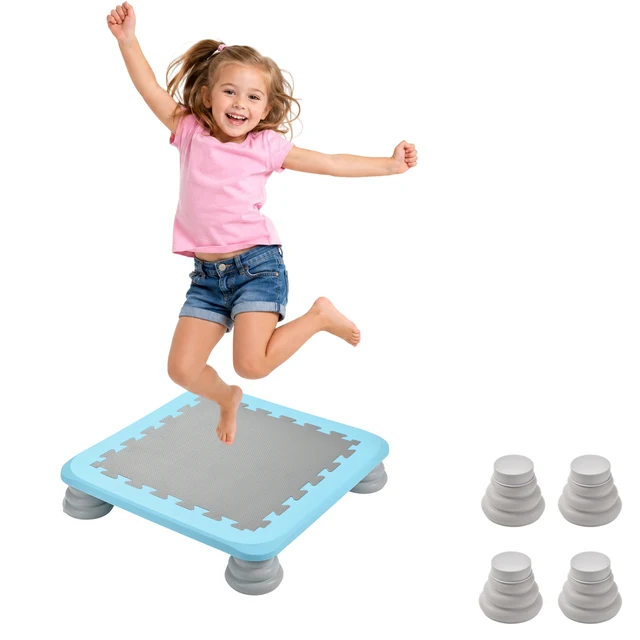 Kids Trampoline Indoor, Recreational Rebounder with Safety Handle, Sensory Integration Training Equipment for Toddlers, Small Exercise Bouncing Bed for Home Gym, Heavy Duty Stability for Active Children Ages 3-8