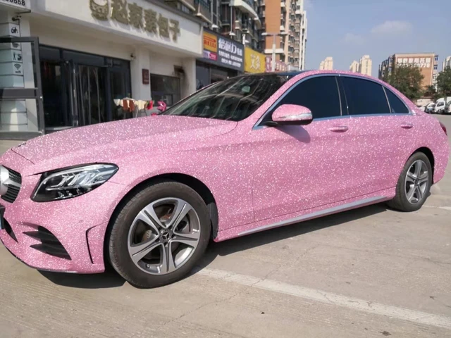CAXVINYL Factory Direct Free Shipping Sparkling Flash Diamon Pink Car Wrap  Vinyl Full Roll Size 1.22x18M/4x59FT