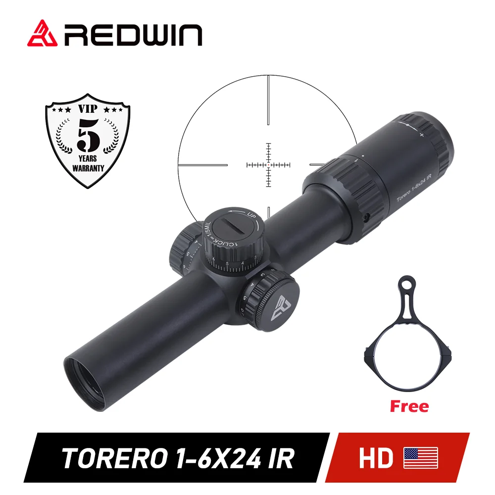 Red Win Torero CQB HD 1-6x24 30mm Monotube 1/5Mil Turret Adjust Glass Etched Mil Dot w/ Zero Lock Quick Aquicision LPVO Scope rifle scope
