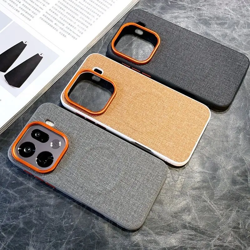 Luxury PU Cloth Magnetic Wireless Charging Protective Back Cover Case