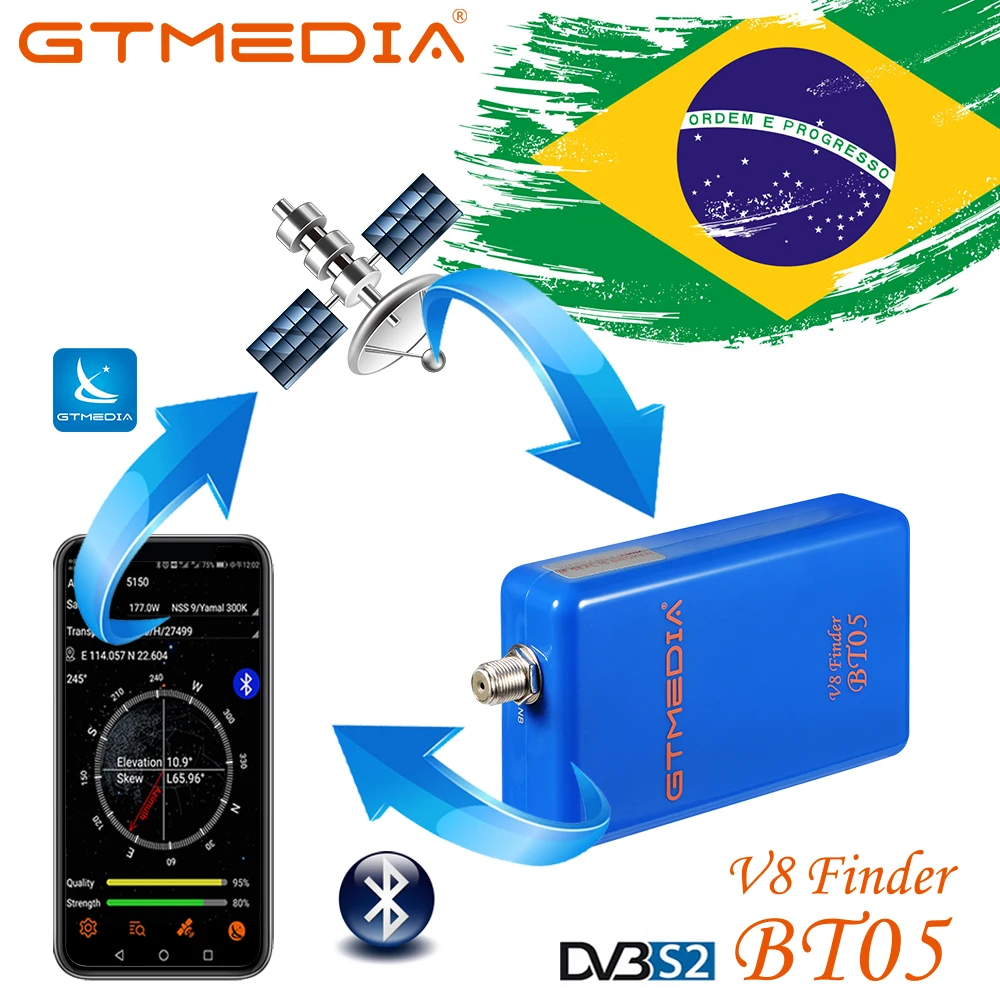 

Прибор для поиска спутниковых сигналов GTMEDIA V8 Finder BT05 BT03 с поддержкой Android, система Los 1080p Bluetooth для настройки спутниковой тарелки