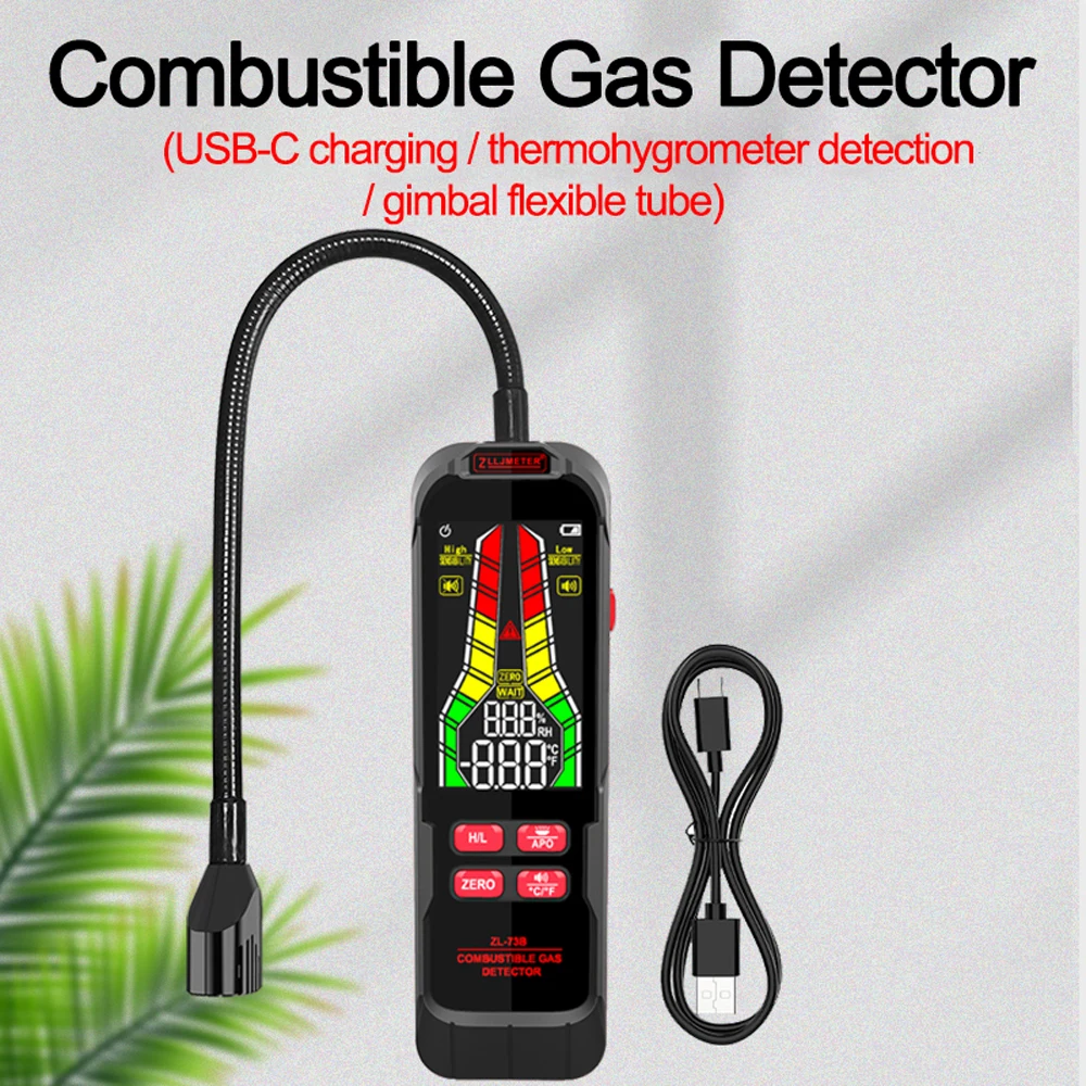 

F50 Natural Gases Leakage Tester Handheld Combustible Gases Leak Detector Concentration Analyzer with Temperature Test and Alarm
