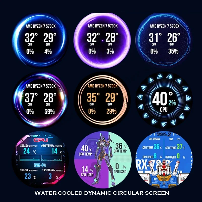Cpu Monitor Display Aida64 Gif Mais Vídeo Tela Redonda Decoração do Computador Refrigeração a Água Parte Mod Dinâmico Anime Tema - Imagem 3