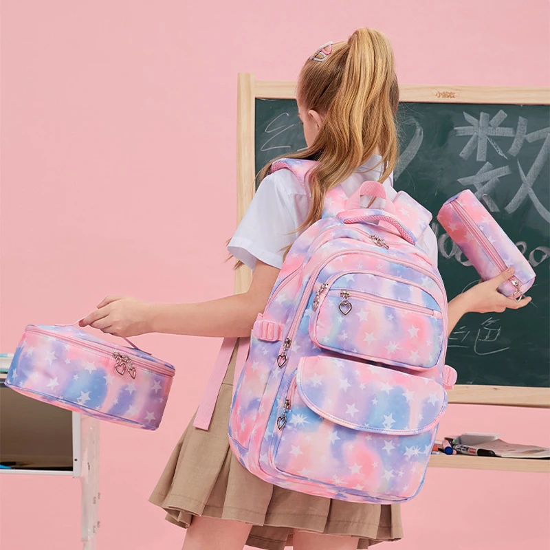 3pcs/set Children Backpack School Bag for Girls Schoolbags Waterproof Mochilas Escolares Lunchbox School Child with Pencil Case