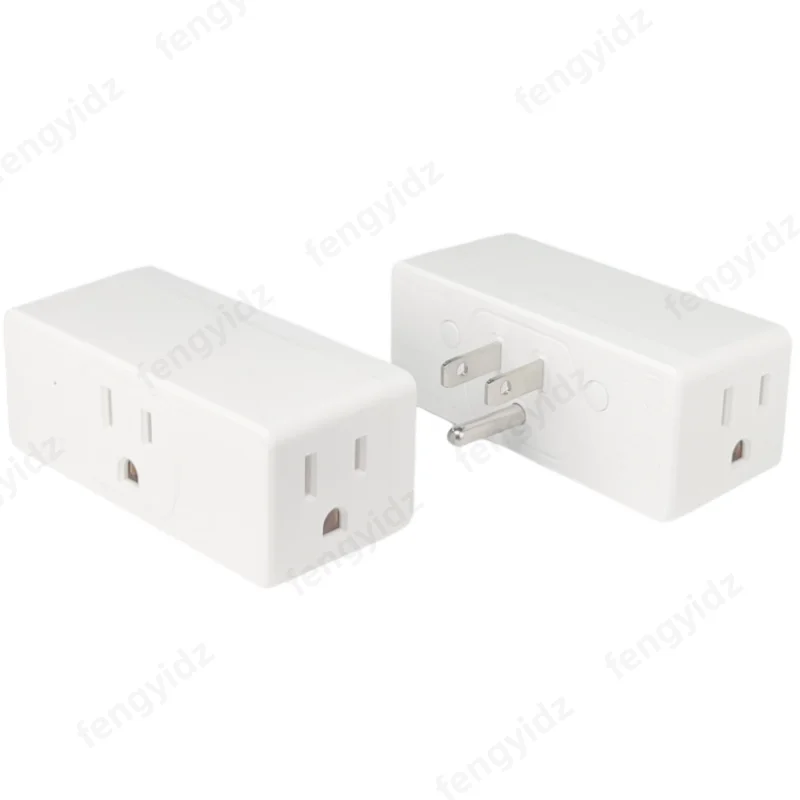 US Wall Plug Adapter with 3 AC Outlet Extender Multiple Socket Power Strip Electrical Outlet for Home Office White