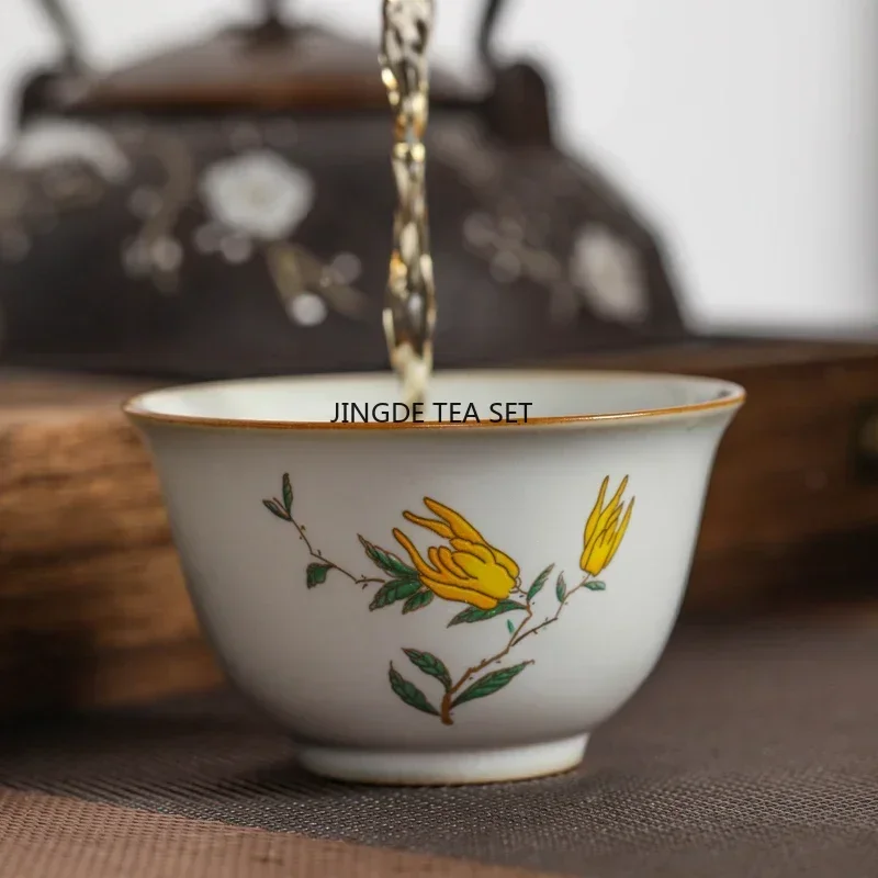 100ml Chinese Ru kiln handmade ceramic tea cup travel meditation cup Pu erh household tea bowl