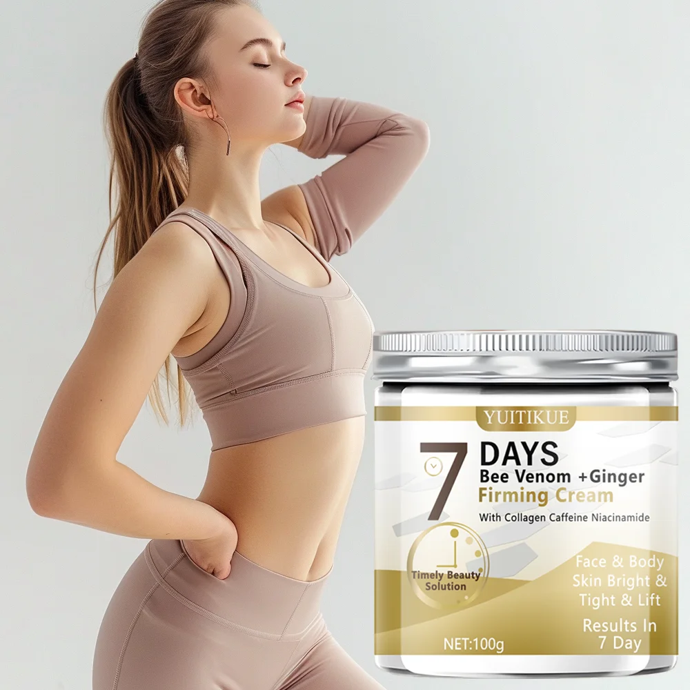 Bee Venom Ginger Firming Cream contains collagen, caffeine, and niacinamide to brighten and firm the skin on the face and body.