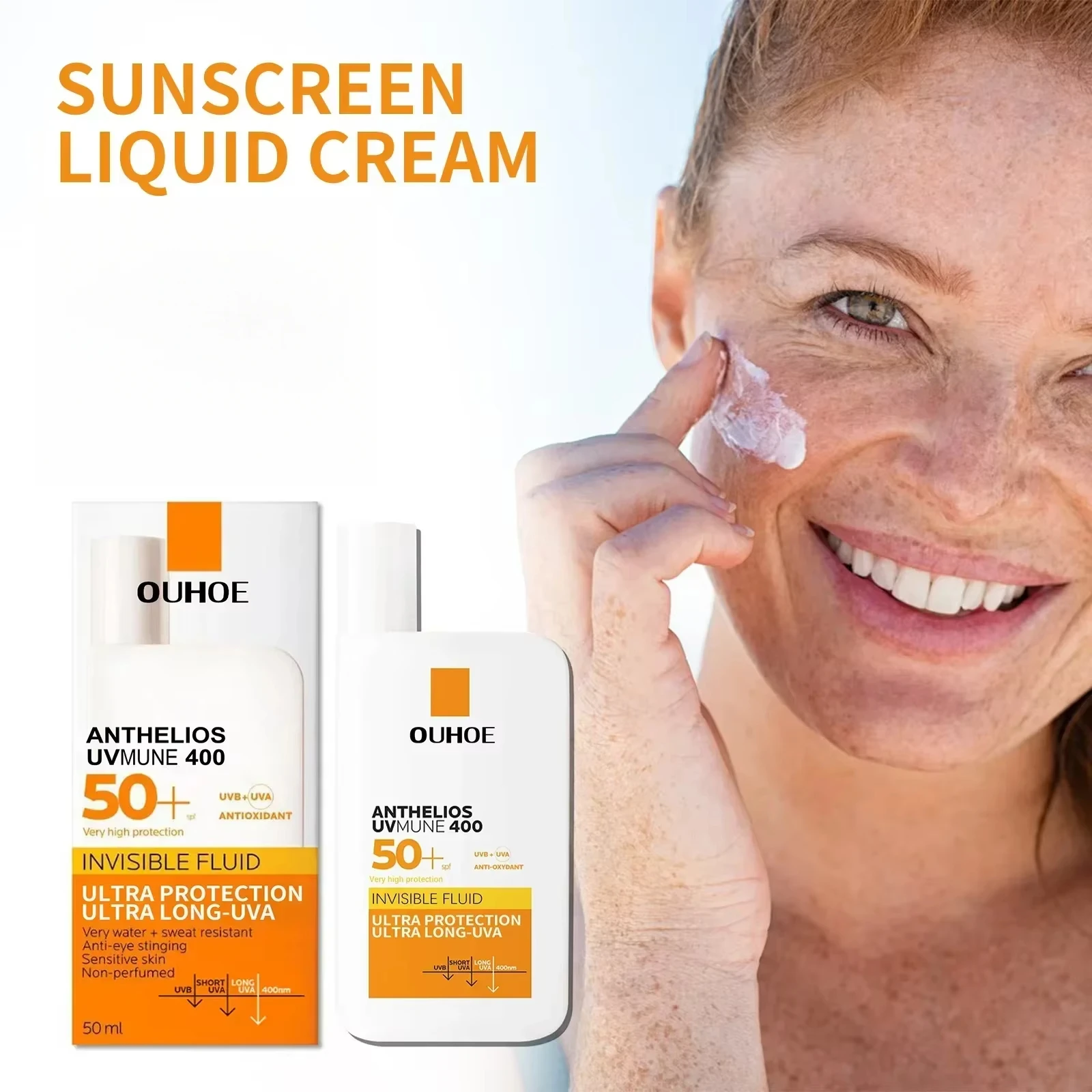 Face Sunscreen Ultra SPF50+ Body Sunscreen Anti-Imperfection Anti-Shine Invisible Fluid Waterproof tinted sunscreen