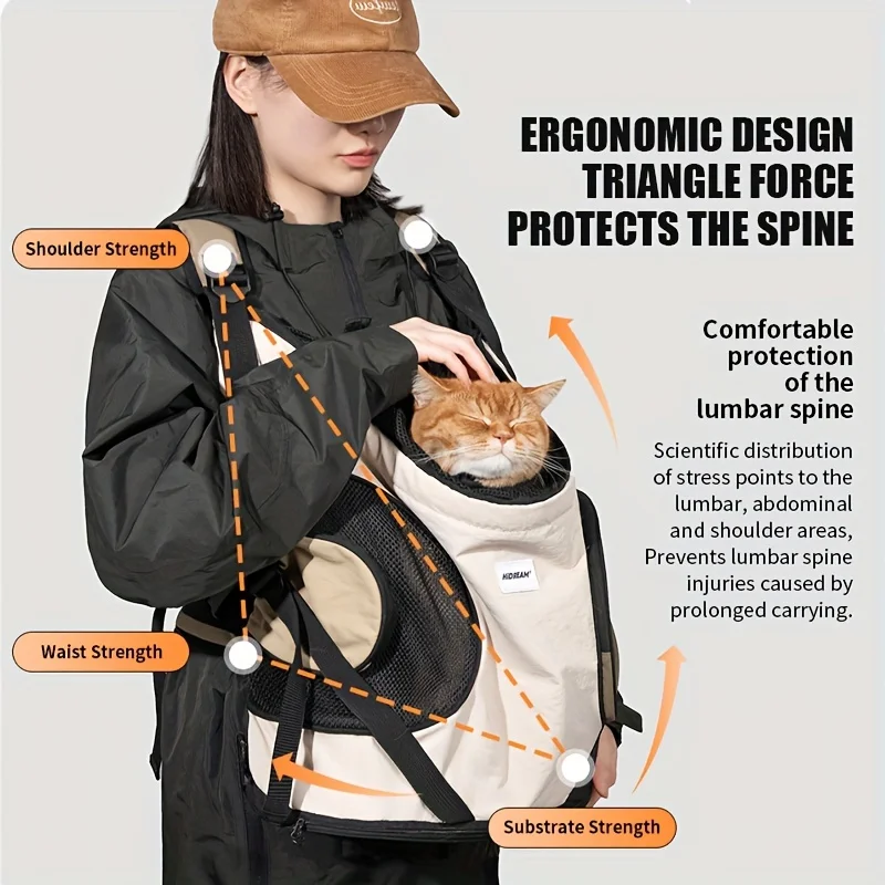 Pet Chest Backpack Front Carry Tote Design-Breathable Nylon Backpack for Dogs& Cats Convertible Shoulder Straps with Ventilation
