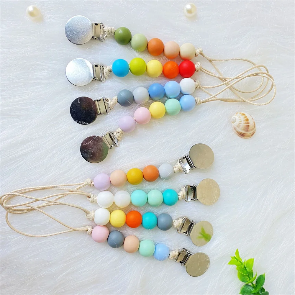 Baby Pacifier Clip Silicone Beads Bead Dummy Chain Holder Soother Chains Baby Teething Chew Toy