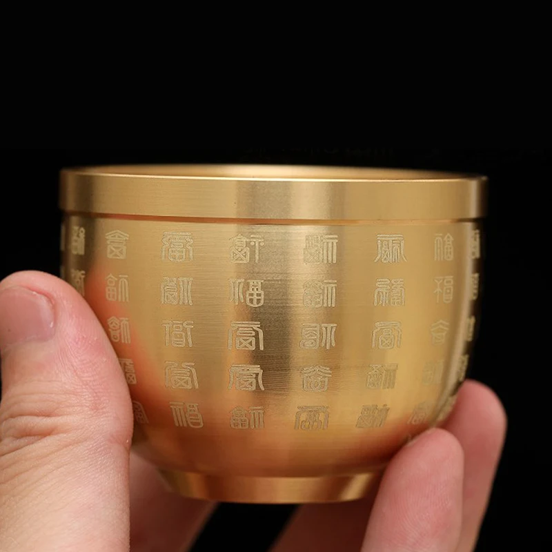 

Feng Shui Treasure Bowl Vat Brass Copper Offering Bowl Small Serving Dessert Bowls Wealth Figurine Attract Wealth and Good Luck