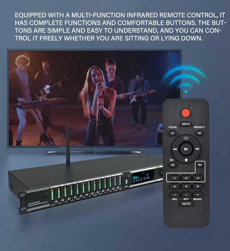 Professional home pre-stage effector microphone KTV digital reverb USB Bluetooth howling Kara processor
