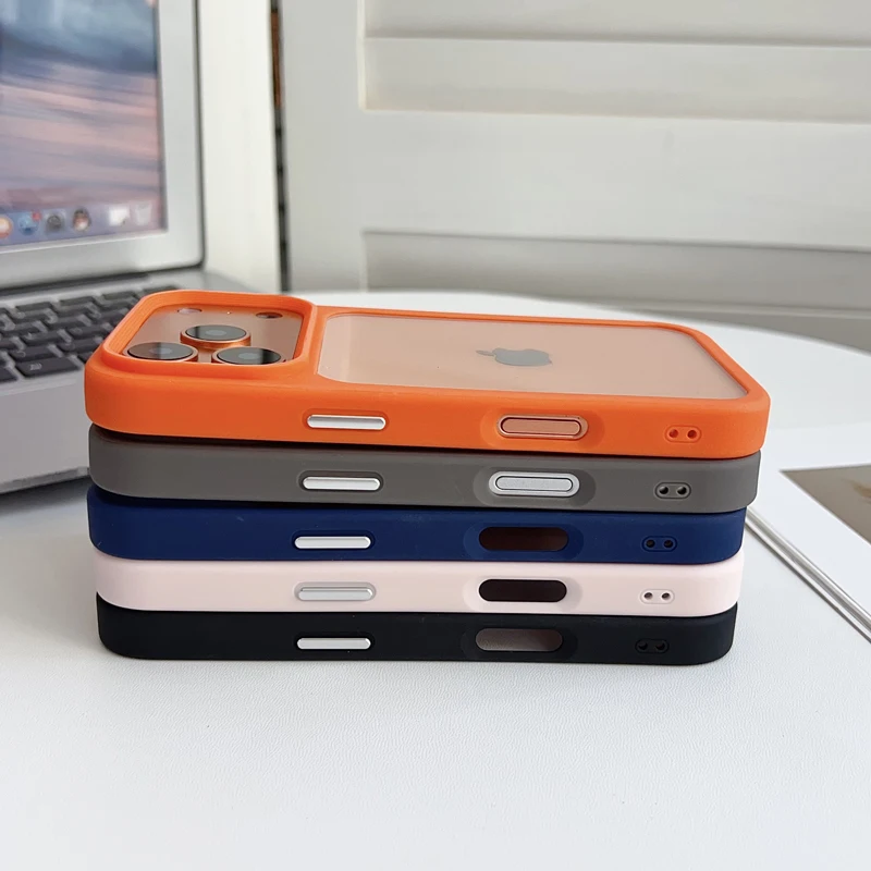 Transparent Skin Feel Shock Resistant Phone Case with TPU Border and Hardware Buttons