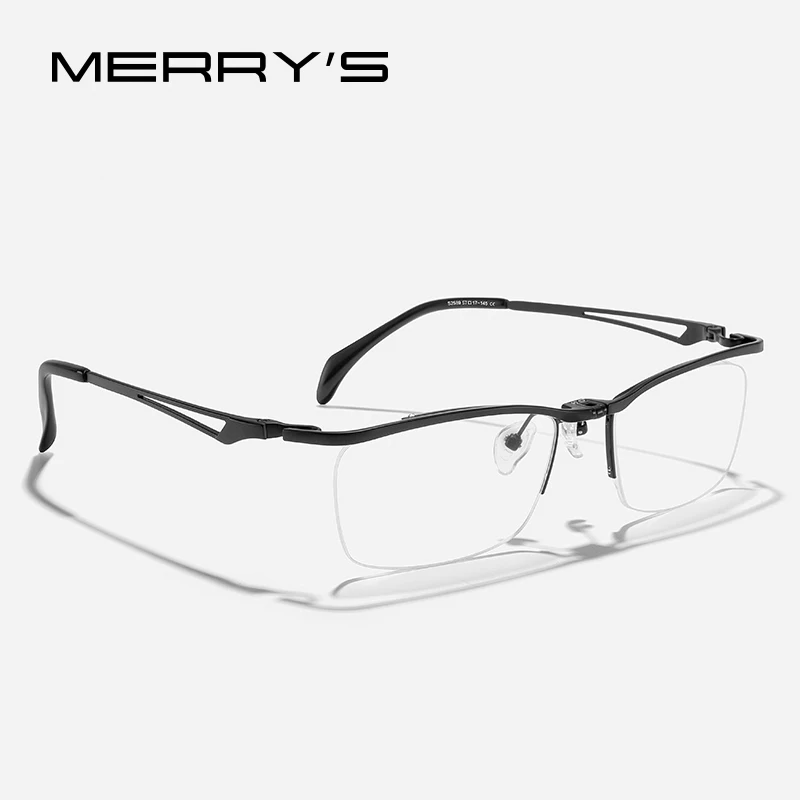 MERRYSDESIGN180FlipPureTitaniumGlassesFrameMenSemiRimless