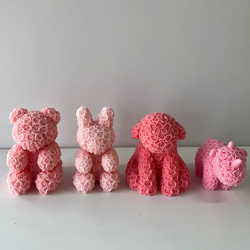3D Rose Animal Candle Silicone Mold Handmade Unicorn Rabbit Teddy Bear  Candle Making Kit DIY Craft Plaster Resin Soap Cake Tools - AliExpress 15