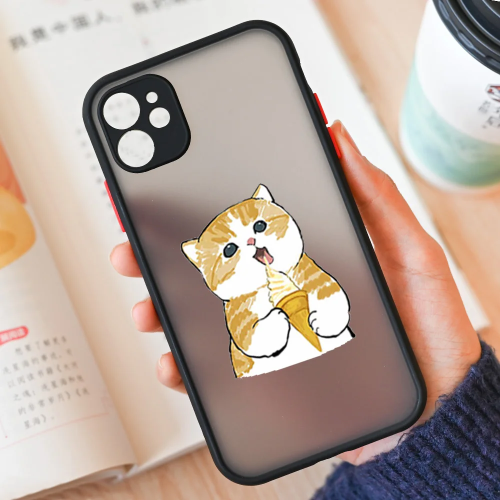 Adorable Cartoon Cat Shockproof Matte Phone Case - Durable and Stylish Cover