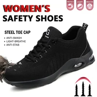 Air Cushion Steel Toe Shoes For Women Lightweight Slip Resistant Work Shoes Man Comfortable Breathable Safety Sneakers