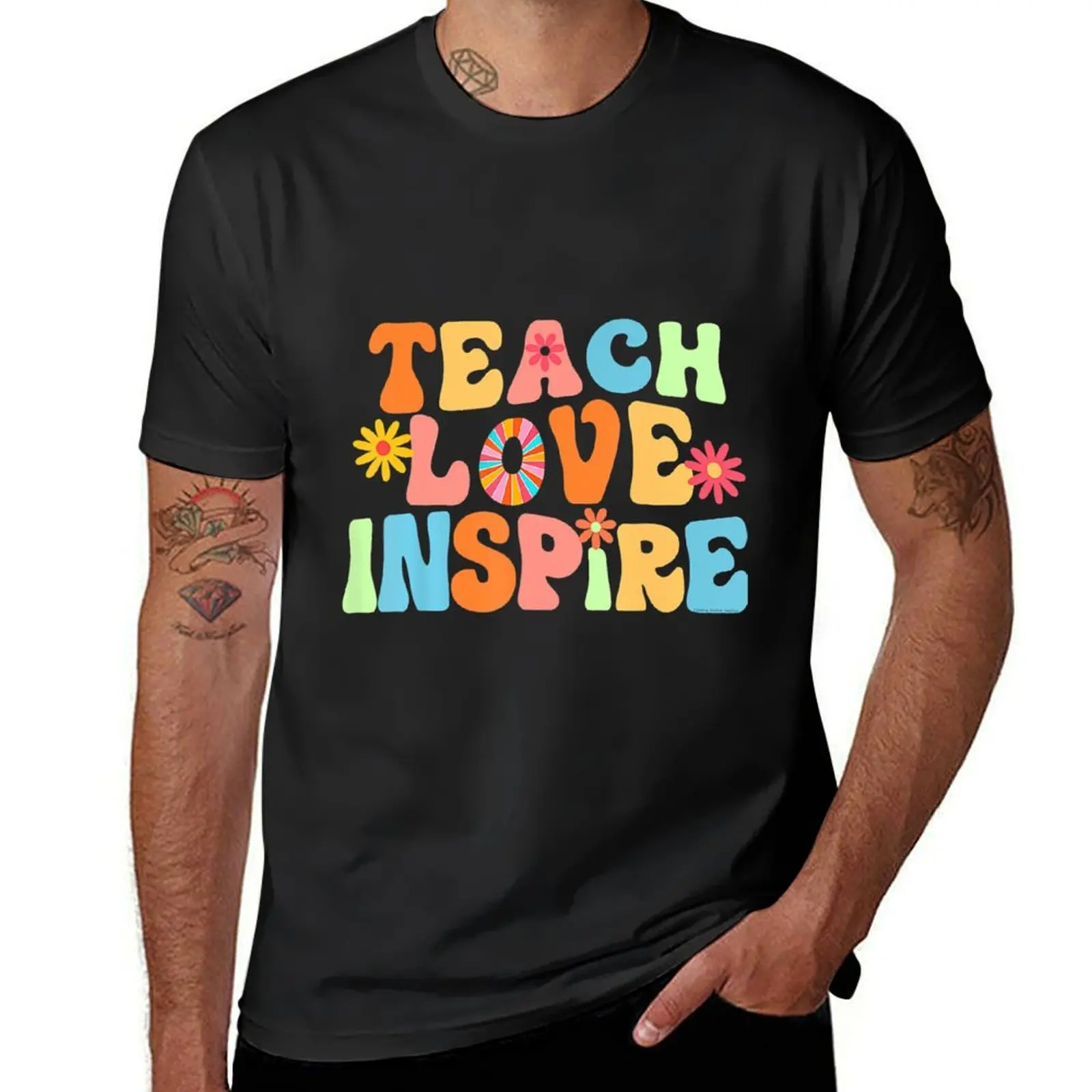 Teach Love Inspire T-Shirt plus sizes anime sports fans aesthetic clothes black t-shirts for men