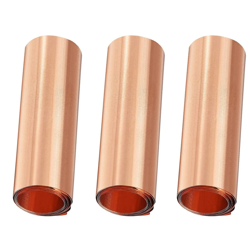 

3X Copper Sheet Roll, Metal Foil Plate 1000Mm X 100Mm X 0.01Mm