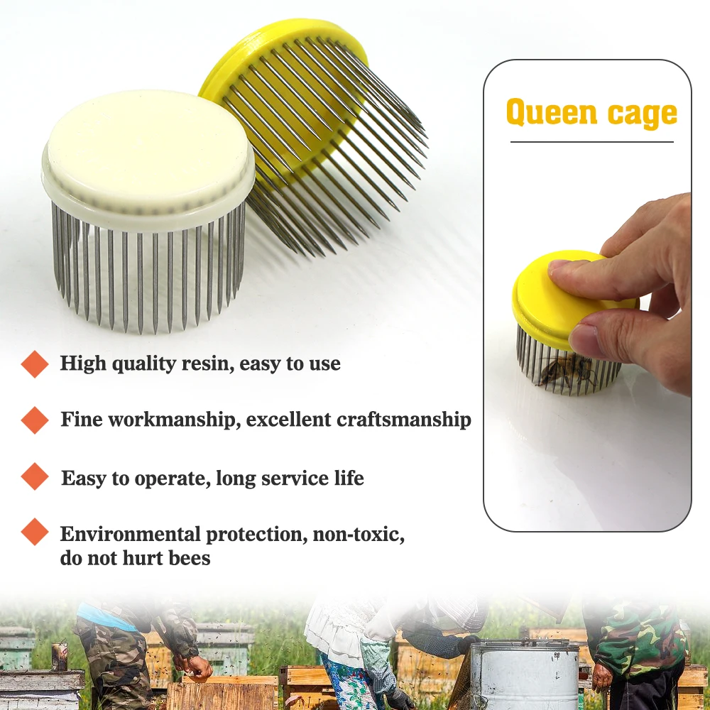 2-10Pcs Beekeeping Tool Stainless Steel Needle Queen Bee Cage Isolation Box Beehive Rearing Cover Catcher Beekeepers Equipment beekeeping tools beekeeping accessories